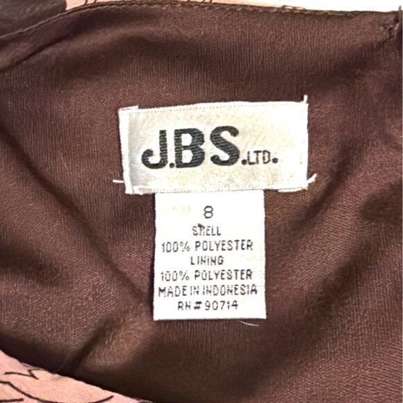 Vtg Brown & Pink Floral Dress Size 8 Short Sleeve Midi Coquette Romantic Cottage - Picture 3 of 5